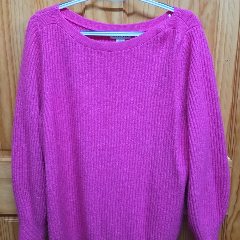 Athleta Vibrant Pink Crew Neck Sweater
